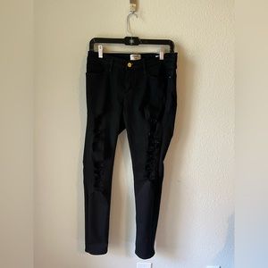 FRAME Denim | Distressed Black Jeans | Le Skinny De Jeanne